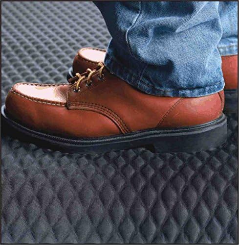 American Floor Mats Hog Heaven Premium 7/8" Black & Yellow Border 4' x 10' Nitrile Backed Anti-Fatigue Comfort Mat