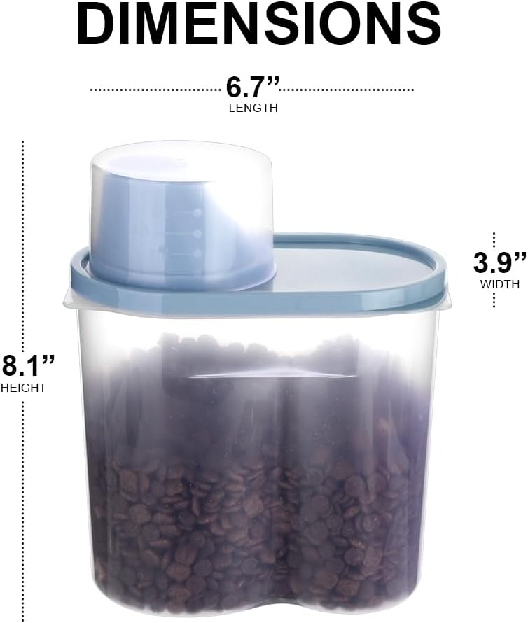 GreenJoy 2 Pack 2lb/2.5L Pet Food Storage Container with Measuring Cup, Can Covers and Bowl for Small Dog, Cat, Waterproof-BPA Free (Pink 1.8L)