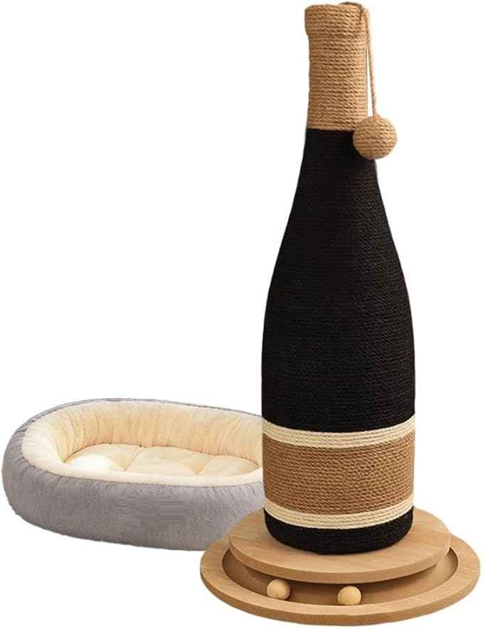 Premium Natural Hemp Cat Scratcher, Durable Scratching Post for Indoor Cats, Stable Climbing Pole, Furniture Protector, Kitten Play Tower, Activity Center with Bonus 20 X 15” Pet Bed