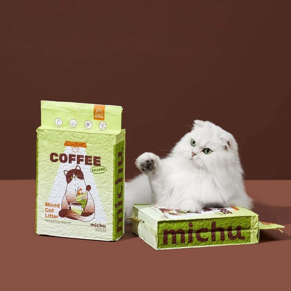 Mixed Tofu Cat Litter, Heavy Duty Flushable Kitty Litter, 5.5Lb/88Oz Coffee 8 Pack