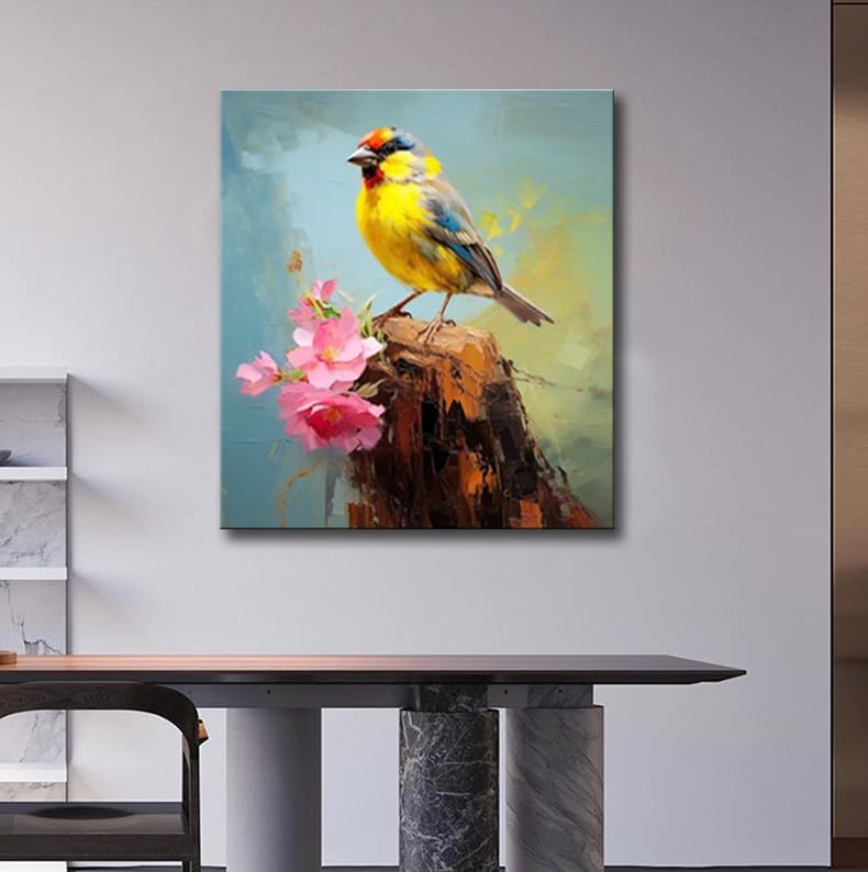Bathroom Bird Decor Wall Art, Watercolor Bird Picture Canvas Wall Art Decor for Living Room Farmhouse Bathroom Decoration Framed Office Decor Kitchen Accessories 12"x15" 1 PCS