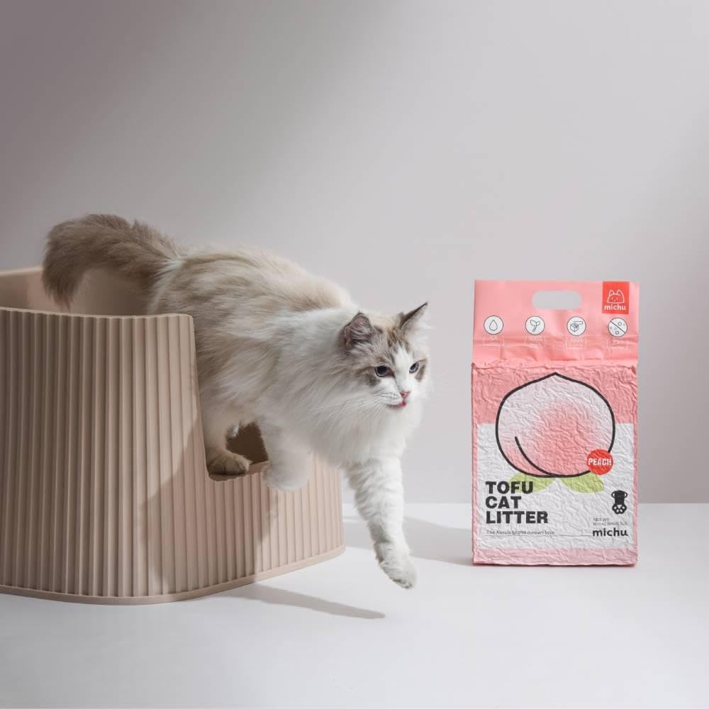 Tofu Cat Litter Natural Clumping Tofu Cat Litter, Fast Clumping and Easily Scoop-able 5.5lb/88oz 5 Scents - Greentea, 8 Pack