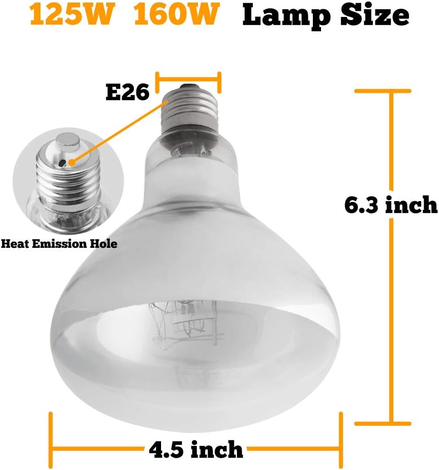 UVA UVB Sun Lamp High Intensity Self-Ballasted Heat Basking Lamp/Light/Bulb for Reptile and Amphibian (125W)