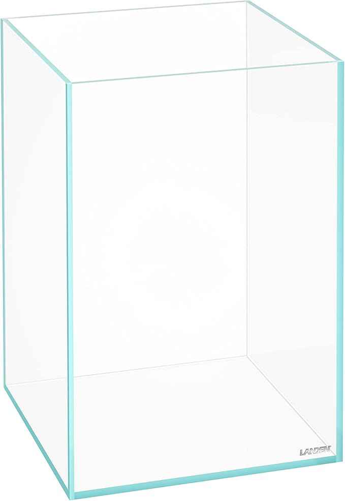 LANDEN Tall Tank Rimless Low Iron Tank 5.5GAL 9.8" L × 9.8" W × 14.2" H(25X25X36) cm Small Aquascape Fish Tank, Vertical Aquascape Tank, Black Leveling Mat Included