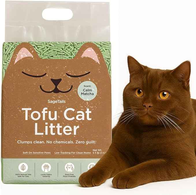 Natural Tofu Cat Litter, Fast Clumping and Scoops Easy, Dust-Free, Low Tracking, Quick Drying & Odor Control, Eco-Friendly Plant-Based Cat Litter 5.5lb/88oz – Calm Matcha (1 Pack)