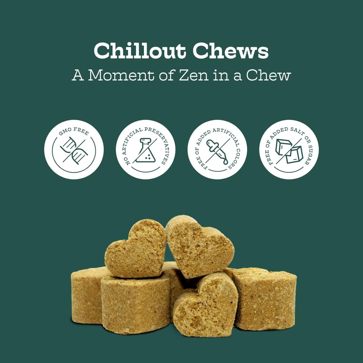 Moe’s Calming Chews for Dogs 90ct – Natural Anxiety Relief with Hemp, Chamomile, and Tryptophan – Calming Dog Treats for Separation, Fireworks, Travel and Storms (Chicken)