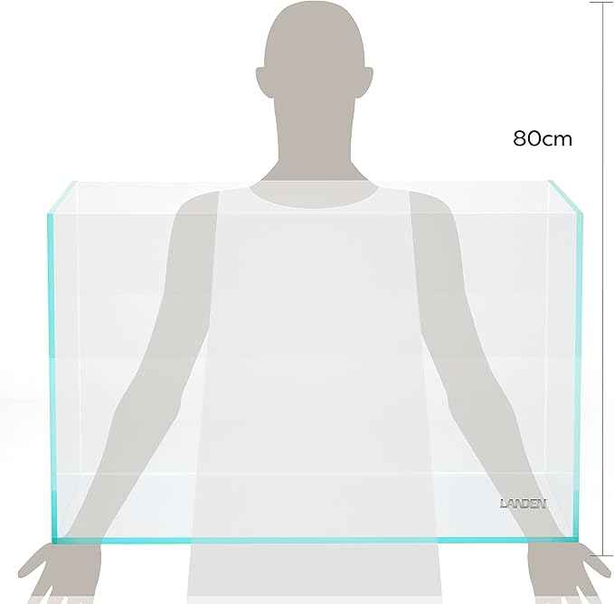 LANDEN 90P 55 Gallon Rimless Low Iron Aquarium Tank,W35.4×D19.7×H19.7 in(90x50x50cm) 10mm Thickness with Black Nano Foam Leveling mat Included