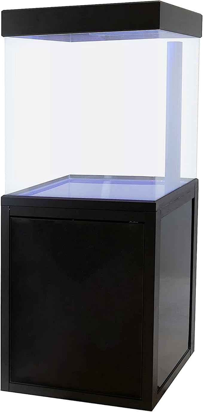 40 Gallon Glass Aquarium with Aluminum Cabinet - Including Sump for Filtration and Circulation, Plumbing, LED, Black