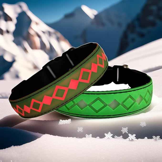 LED Dog Collar with AirTag Holder and Custom ID Tag, 15 Light Modes, Waterproof, Multiple Colors (GREEN, XL(19.7-23.6"))