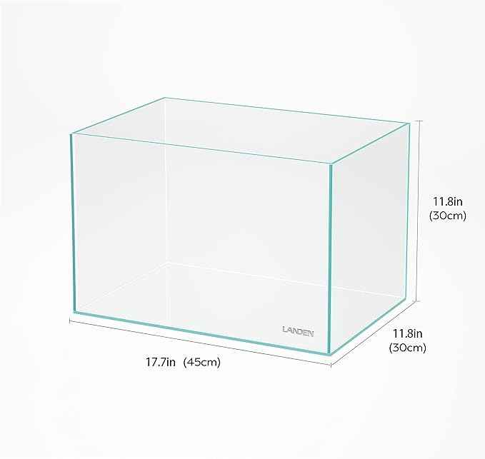Landen 45P 10 Gallon Rimless Low Iron Aquarium Fish Tank,W17.7×D11.8×H11.8 in(45x30x30cm) 5mm Thickness with Nano Foam Leveling Mat