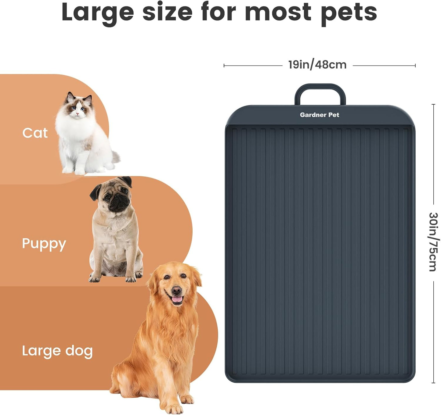Gardner Pet Silicone Dog Food Water Mat for Floors Waterproof Anti-Slip Dog Bowl Large Mats for Food and Water to Prevent Spills for Dogs, Cats.