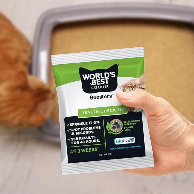 WORLD'S BEST CAT LITTER® Boosters™ Health Check-in™ | Cat Litter Additive for Health Monitoring | UTI Monitoring and Detection with Color Changing Indicator | Vet Approved | Single Packet, 12g