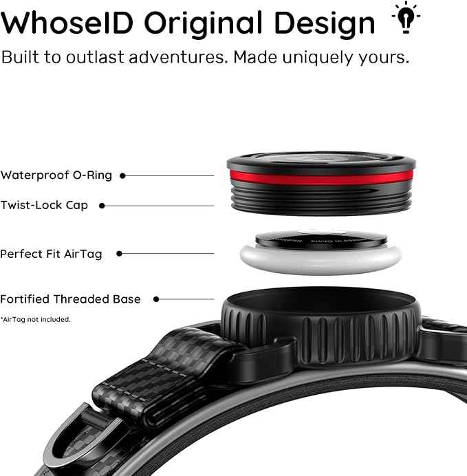 WhoseID Premium Leather Dog Collar - AirTag Dog Collar | Fur-Safe Magnetic Buckle | IPX8 Waterproof Reflective Small Dog Collar with AirTag Holder
