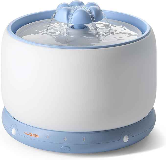 WOPET Wireless Cat Water Fountain, Cordless Ceramic Pet Water Fountain with 5000mAh Rechargeable Battery, 3L/101oz Premium Cat Water Dispenser for Cats & Small Dogs,Ultra Quiet & Triple Filtration