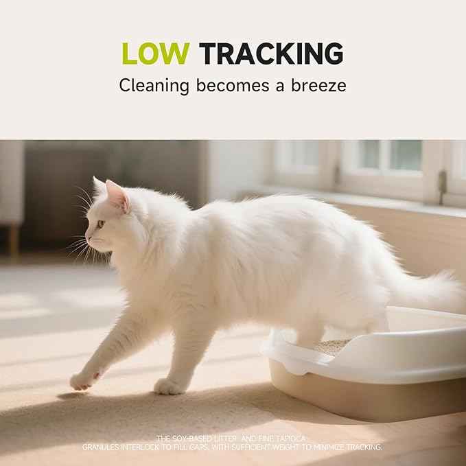 4-in-1 Tofu Cat Litter, Mixed Cassava, Baking Soda, SAP, Natural Plant, Fast Clumping, Strong Water Adsorption & Deodorization, No Tracking, Dust-Free, Flushable, (5.5lb x 4bags)