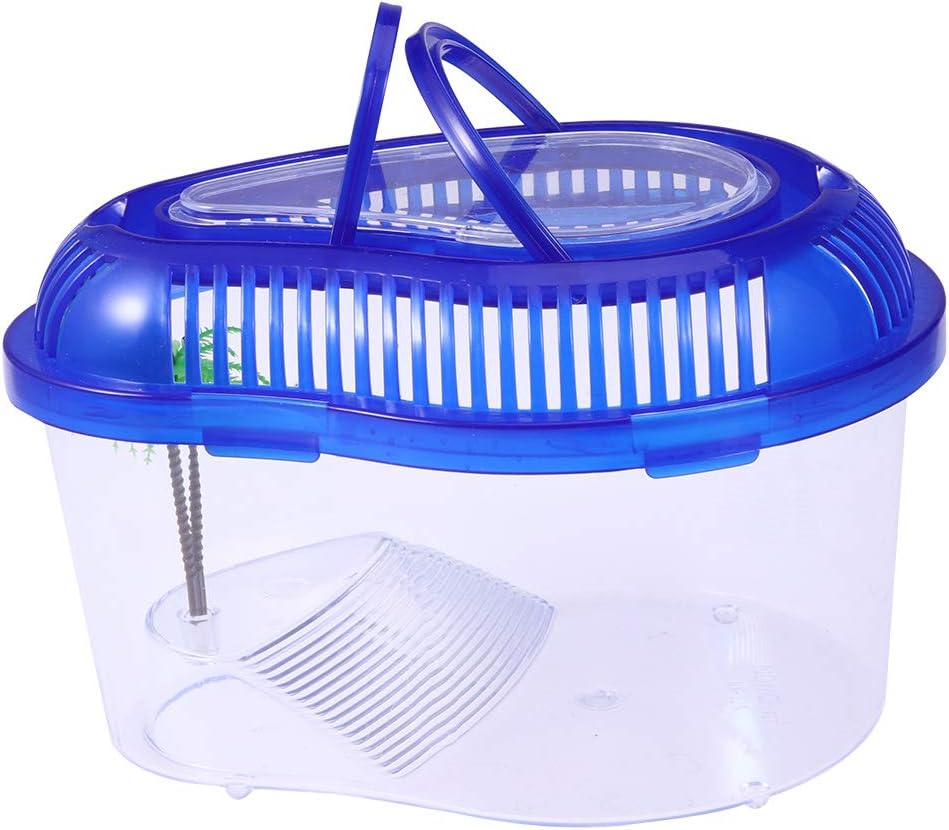POPETPOP Reptile Carrier - Reptile Terrarium Habitat Small Turtle Tank, Turtle Container, Reptile Carrier with Cover and Handle - Above Tank Basking for Mini Pet Houses(Small) - FurryFun