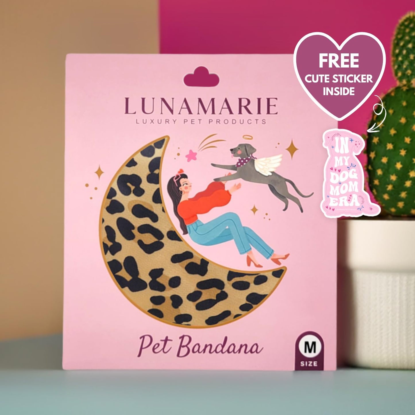 LunaMarie - Luxury Dog Bandanas - Cute Leopard Designs | Premium & Soft Poly Fabric | 100% Handmade Adjustable Shape Animal Print Pet Scarfs Small, Medium, Large (Leopard, Medium)
