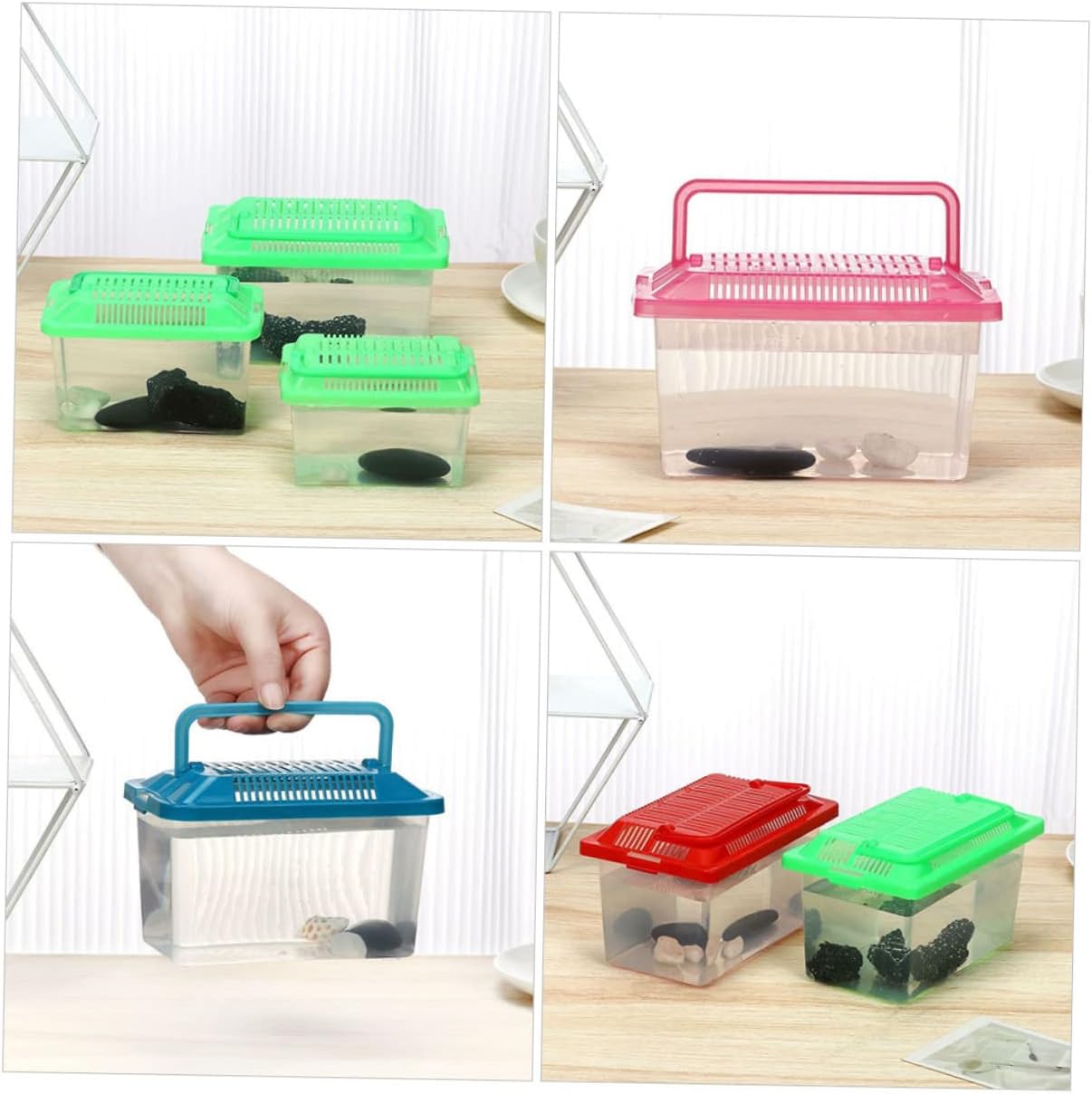 Plastic Turtle Fish Tank Plastic Handheld Fish Tank Portable Aquarium Clear Reptile Breed Container Cricket Keeper Lizard Tank Animals Turtle Tank Beard Leopard Print - FurryFun