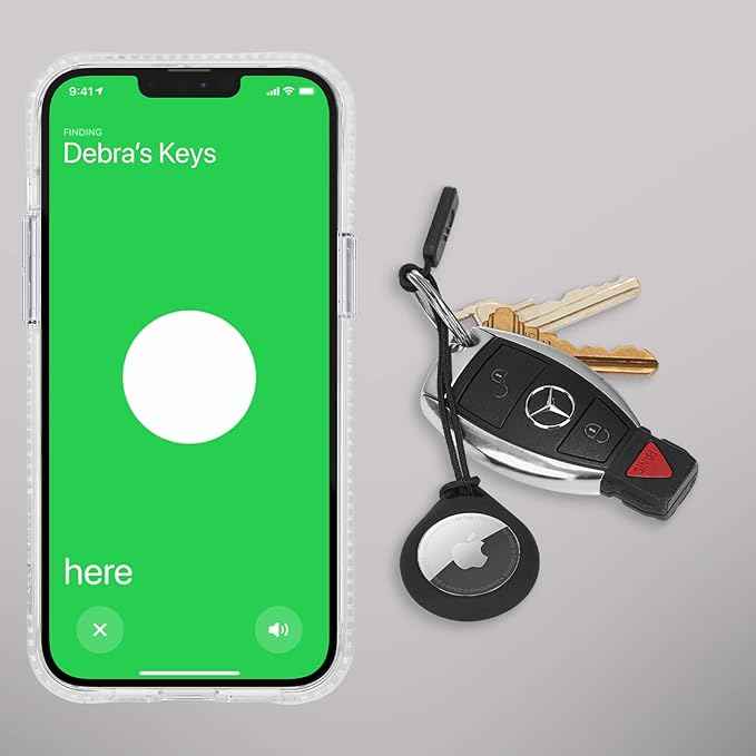 Case-Mate AirTag Holder - AirTag Keychain with Rugged Strap - Easy to Use, Protective, Durable Hard Shell Air Tag Case for Dog Collar, Cat Collar, Keys, Luggage, Backpack, Purses - 4 Pack, Black