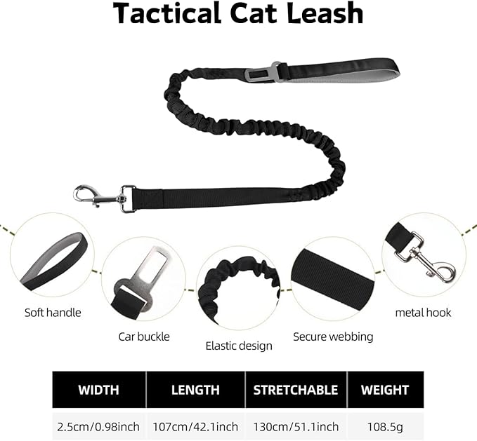 Cat Harness and Leash Set for Walking Escape Proof Adjustable Reflective Large Cat Tactical Harness with Patches Breathable Summer Vest Soft Mesh Padding Handle Easy to Control (Black, S)