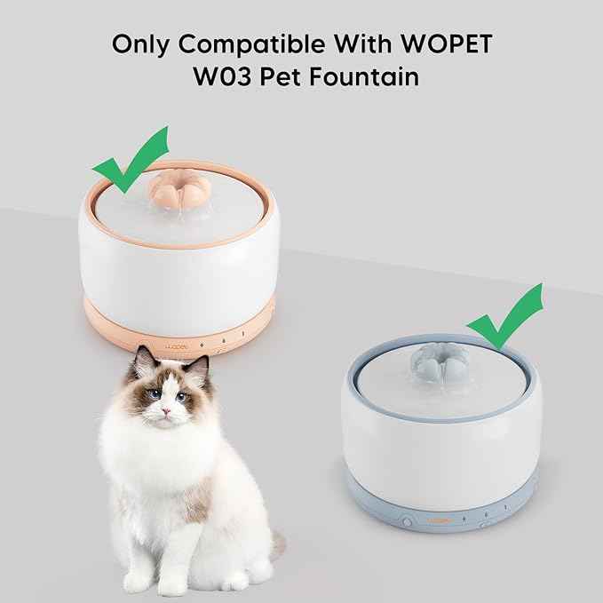 WOPET Cat Water Fountain Filters, Pet Water Fountain Filter Replacement Compatible with W03 & W03 Lite Ceramic Cat Fountain, Dog Fountain Filter Replacement Cats,Pets