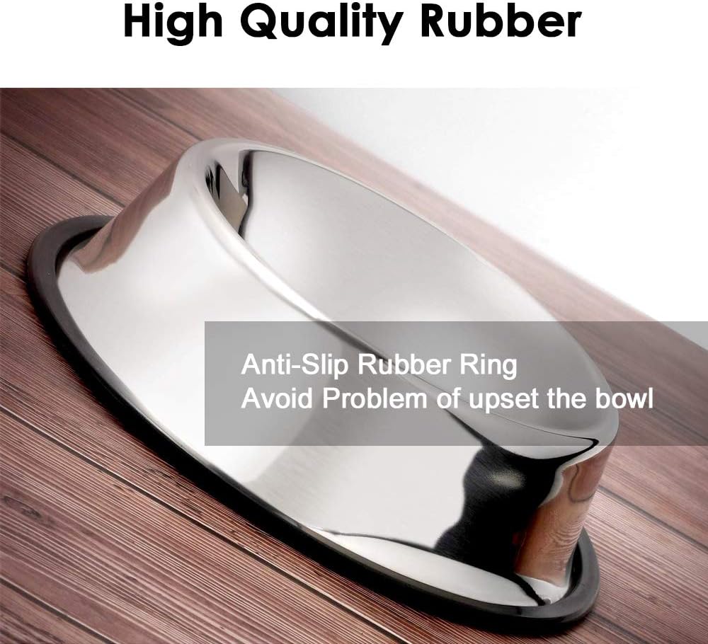 Stainless Steel Dog Bowls, 3.5 Cup/28oz Cat Bowl Water and Food with Rubber Base, Pet Bowls for Large Dogs, 2Pack