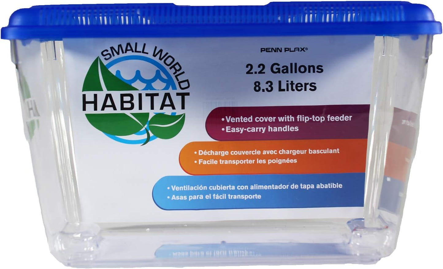 Penn-Plax Small World Habitat – Portable Clear and Transparent Plastic Tank – Excellent for Small Critters and Creatures – Easy to Clean & Handle – 2.2 Gallon, Assorted - FurryFun