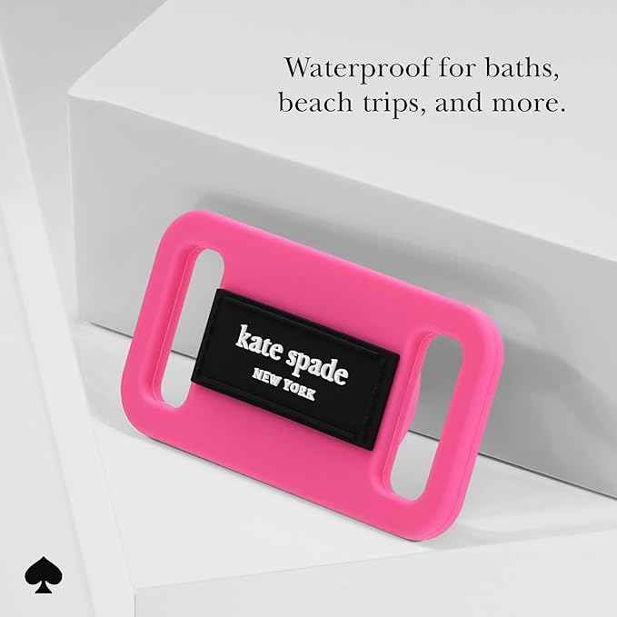 kate spade new york Airtag Dog Collar Holder - Waterproof Silicone Airtag Holder Dog Tag - Pom Pom Pink