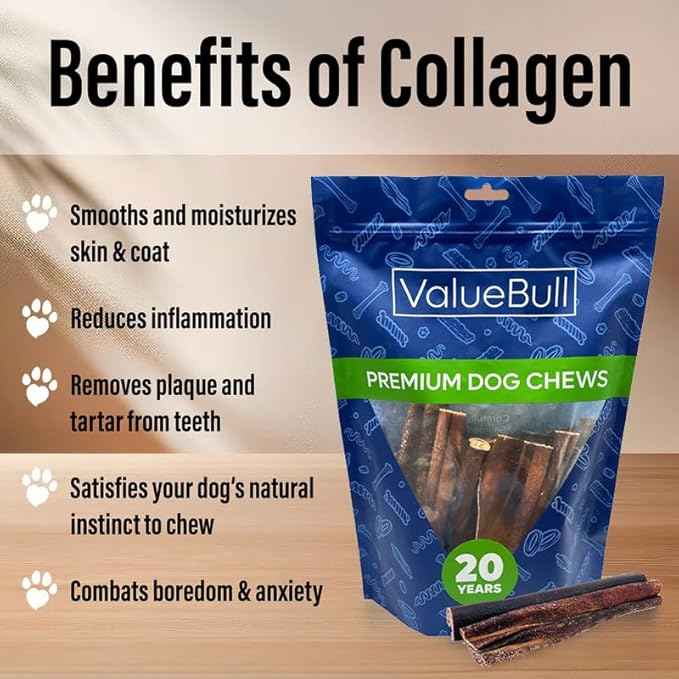 ValueBull Collagen Sticks for Dogs, Varied Shape & Size Chews, Natural Long-Lasting Dog Treats, 2 Pound - Supports Joints, Skin & Coat with Chondroitin & Glucosamine
