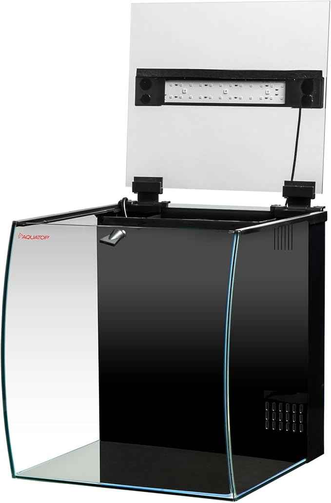Aquatop 8.6 Gallon Bow Front Glass Aquarium Kit with Filter and LED Lighting - All in One Desktop Fish Tank, Ideal for Freshwater and Saltwater, BFK-08