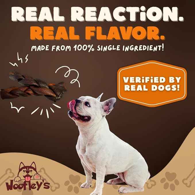 Woofley's 6 Inch Braided Collagen Sticks for Dogs - (50 Count) Bully Stick Rawhide Alternative Dog Chews No Hide Bones for Medium & Large Dogs
