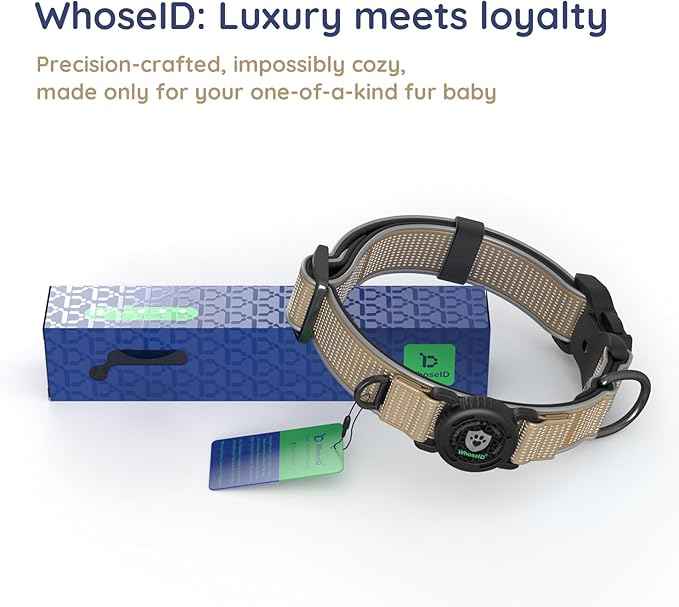 WhoseID Premium Dog Collar for Large Dogs - IPX8 Waterproof AirTag Dog Collar | Magnetic Buckle Heavy Duty Collar | 450LB Escape-Proof | Reflective Dog Collar with AirTag Holder