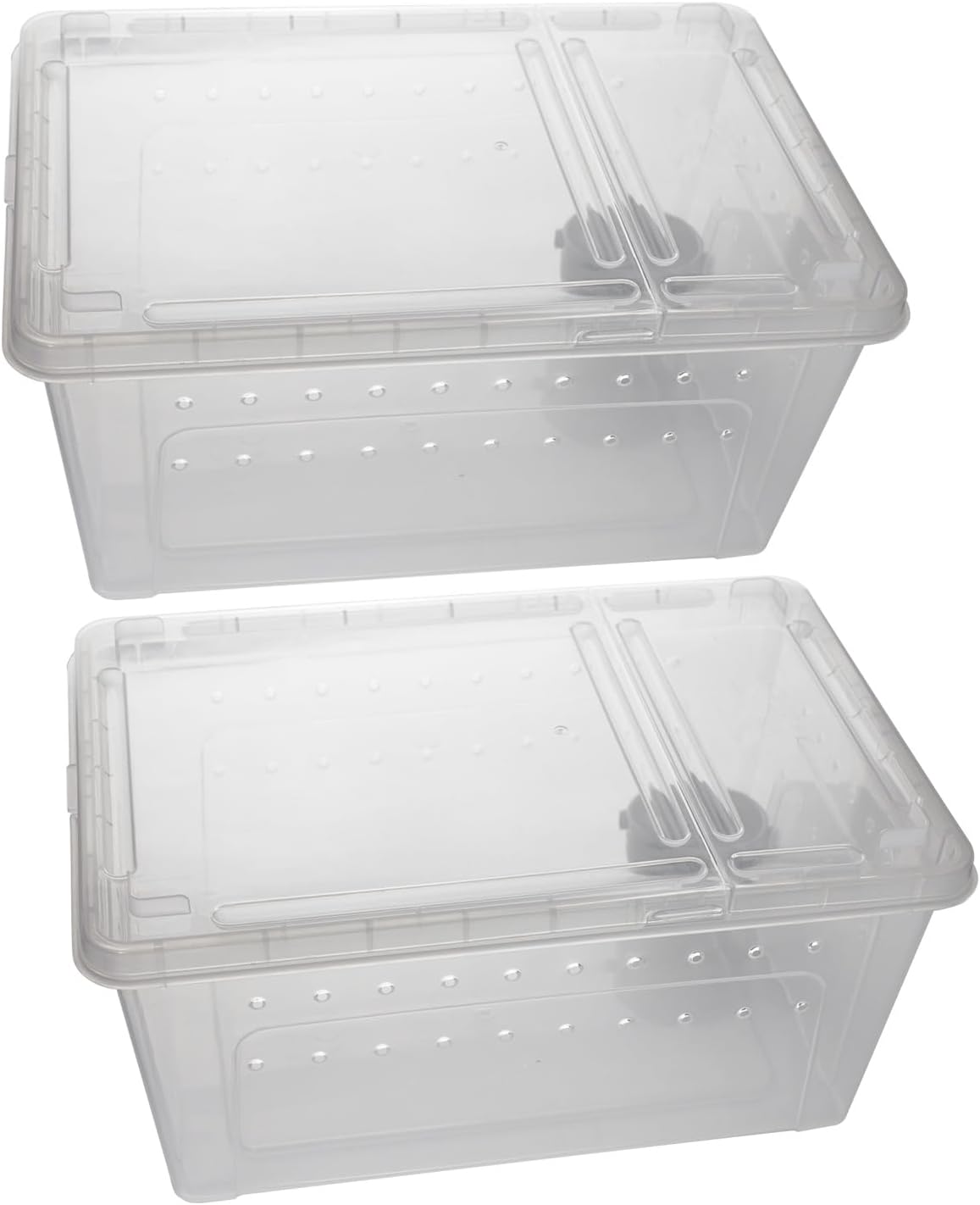 OMEM Portable Reptile Terrarium Habitat for Mini Pet Houses Breathable Holes Stackable Container (2PCS-L) - FurryFun