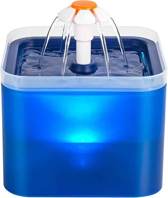 Cat Water Fountain Blue Flower: Cat Fountain Cute - 67oz/2L Small Pet Water Fountain - for Kitten&Kitty& Small Dogs