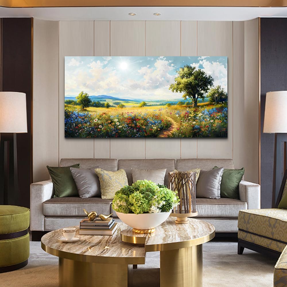 hyidecorart Large Wall Art For Living Room Bedroom Wall Decor Pictures Artworks Nature Field Scenery Abstract Painting Modern Wall Decorations For Office Canvas Prints Home Art Decor Ready To Hang