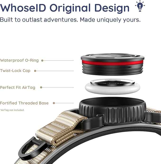 WhoseID Premium AirTag Dog Collar - Air Tag Small Dog Collar | Fur-Safe Magnetic Buckle | IPX8 Waterproof Reflective Dog Collar with AirTag Holder