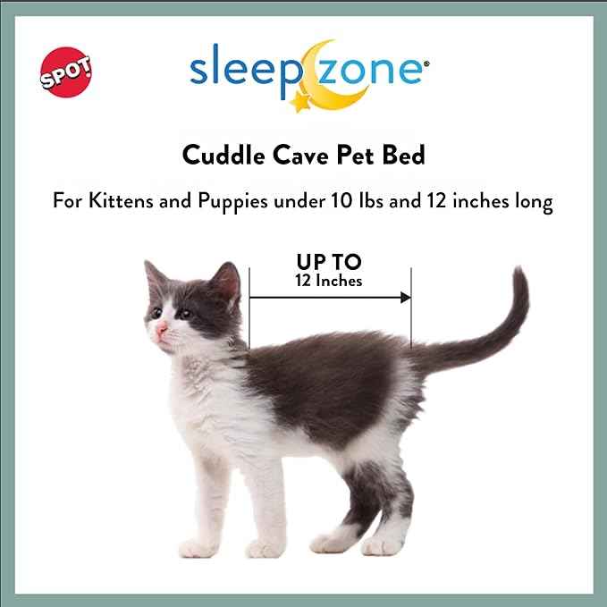 SPOT Sleep Zone Cuddle Cave - Cat Cave Bed for Indoor Cats and Mini Dogs, Durable, Comfortable, Washable for Kittens and Puppies Under 10 lbs and 12 inches Long, Corduroy Brown