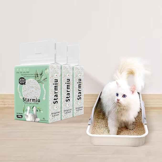 Flushable Tofu Cat Litter, Vanilla Scented – 2.5kg Bag, 100% Natural Plant-Based, Dust-Free, Fast Clumping, Odor Control, Low Tracking, Tofu Litter for Cats
