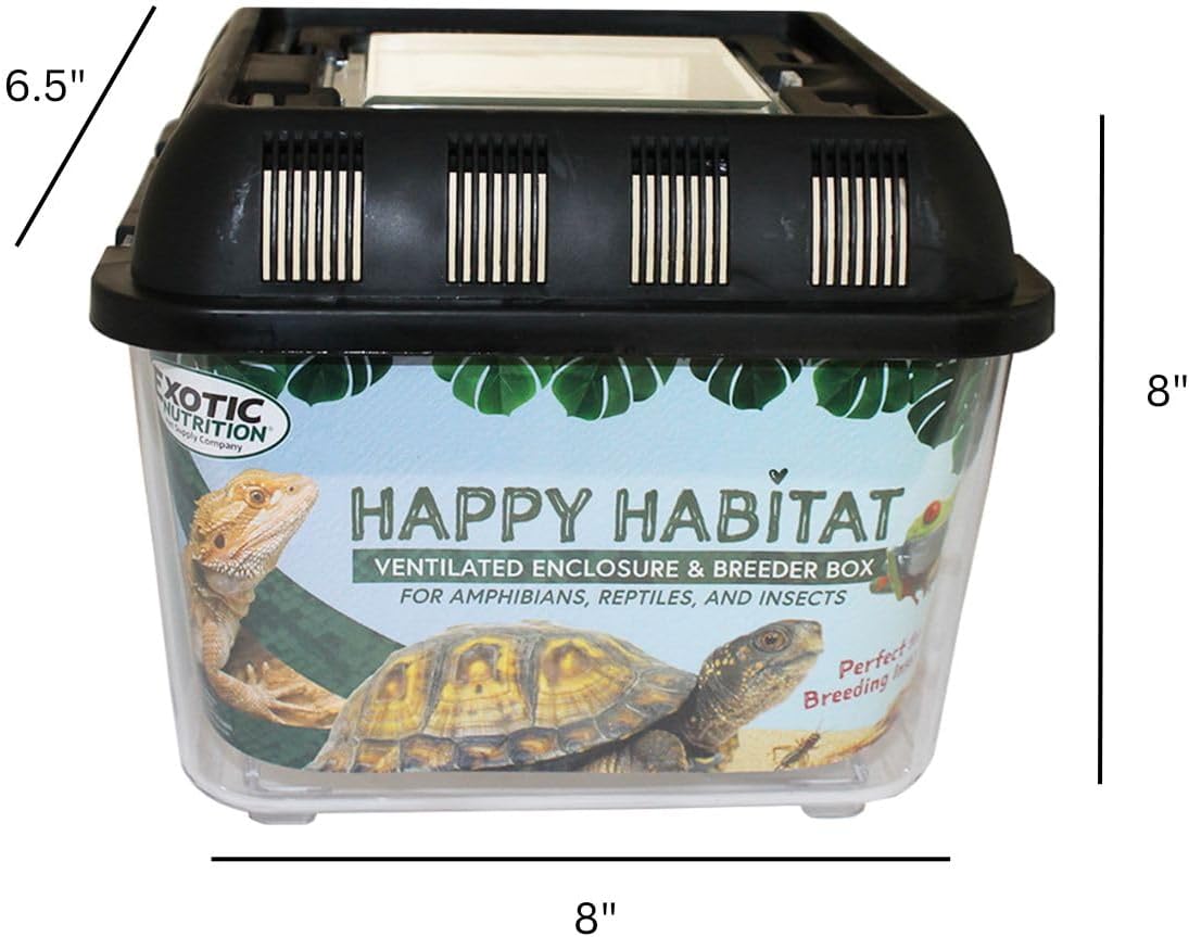 Happy Habitat (Standard) - Ventilated Enclosure & Breeder Box - for Live Feeder Insects, Reptiles, Amphibians & Other Small Pets - Durable Plastic Portable Terrarium - FurryFun