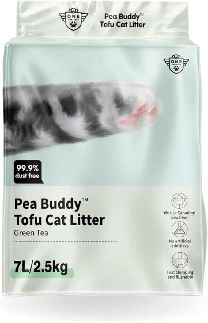 Pea Based Cat Litter, Dust Free Cat Litter, Low Tracking, and Natural Odor Control, Scented, Flushable (1 Pack, Green Tea)