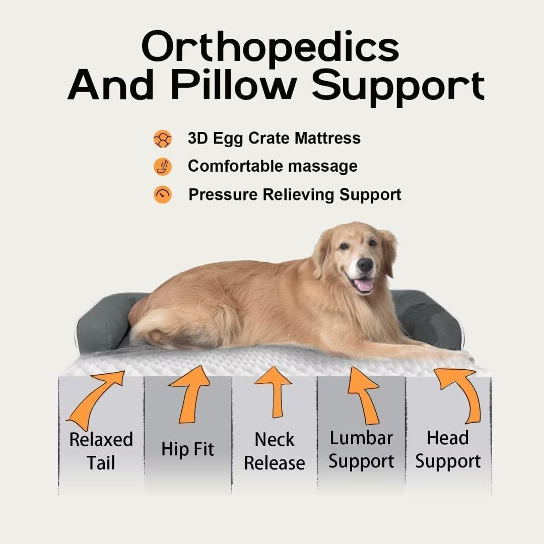Small Dog Bed Waterproof Orthopedic Dog Beds for Medium Sized Dogs Comfy Pet Cat Bed with Sides, Washable Removable Cover