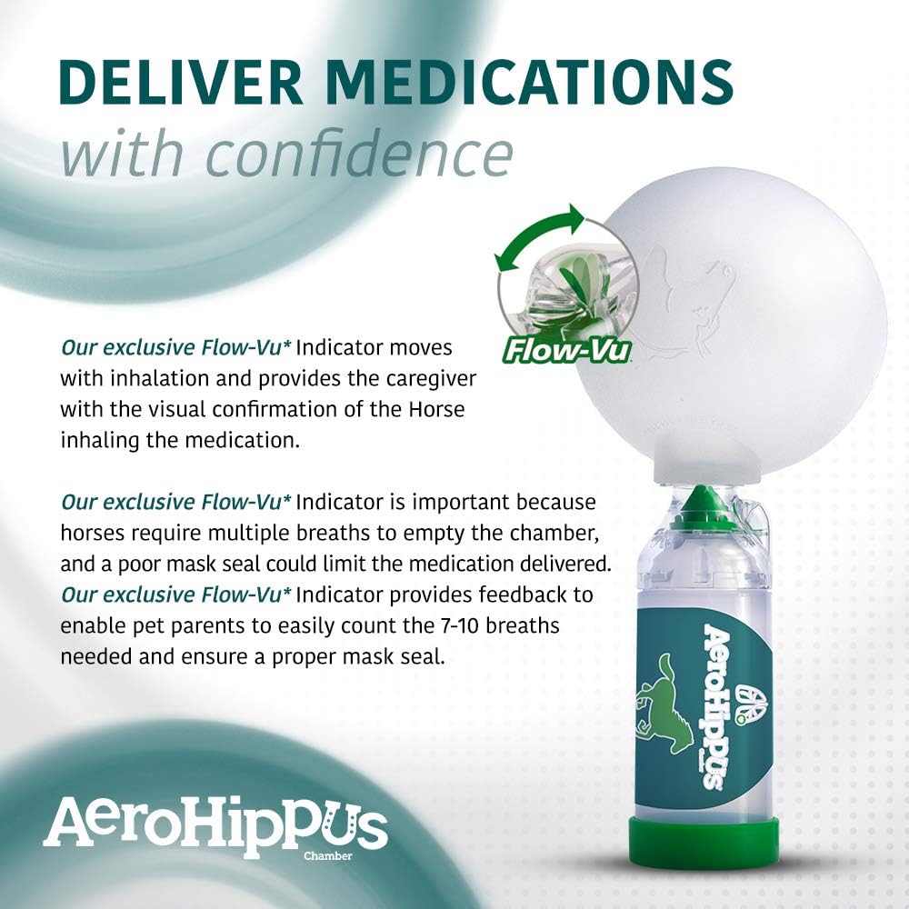 Equine Aerosol Chamber with Flow-Vu IFI Horse Inhaler for Respiratory Disease
