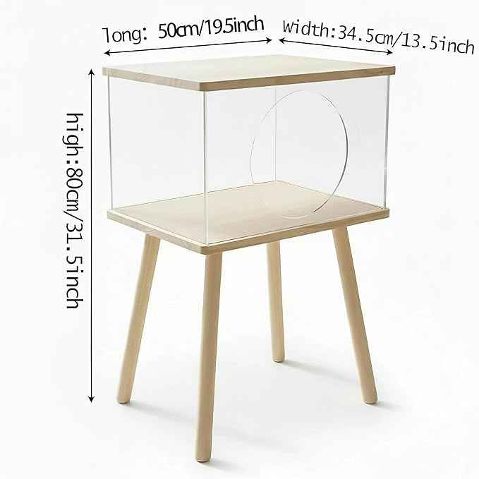 Cat Bedside Table with Acrylic Guardrail | Modern Cat & Dog Bed | Multifunctional Pet Bedside Cabinet | Cat Beds for Indoor Cats