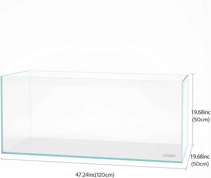 Landen 120P 72.2 Gallon Rimless Low Iron Aquarium Fish Tank, W47.2 × D19.7 × H19.7 (120x50x50cm) 12mm Thickness with Black Nano Foam Leveling mat Included