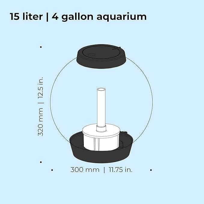 biOrb Classic 15 Acrylic 4-Gallon Aquarium with Multi-Color Remote-Controlled LED Lights Modern Compact Tank for Tabletop or Desktop Display, Black