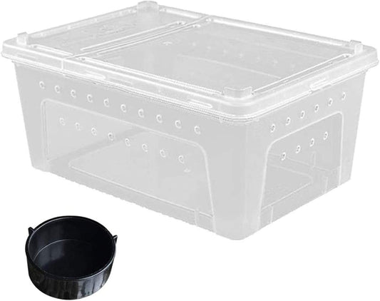 Hamiledyi Reptile Feeding Box Lizard Tarantula Habitat Cage Hatching Container Snake Breeding Box Transparent Portable Plastic Mini Pet Houses for Scorpion Spider Frog - FurryFun