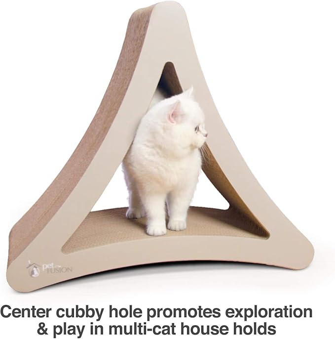 PetFusion 3-Sided Vertical Scratch Play & Perch Cat Scratching Post, 24" x 10.5" x 21.1", Multiple Angle Cat Scratching Pad; 6 Usable Sides, 100% Recyclable Cardboard Lounge