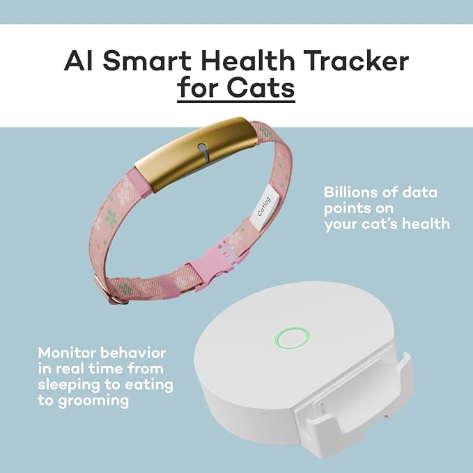 Health Tracker for Cats - Smart Cat Collar with Safety Breakaway Buckle for Indoor Cats, Wellness Alerts, Real-time Monitoring (Kimono (Sakura),M)
