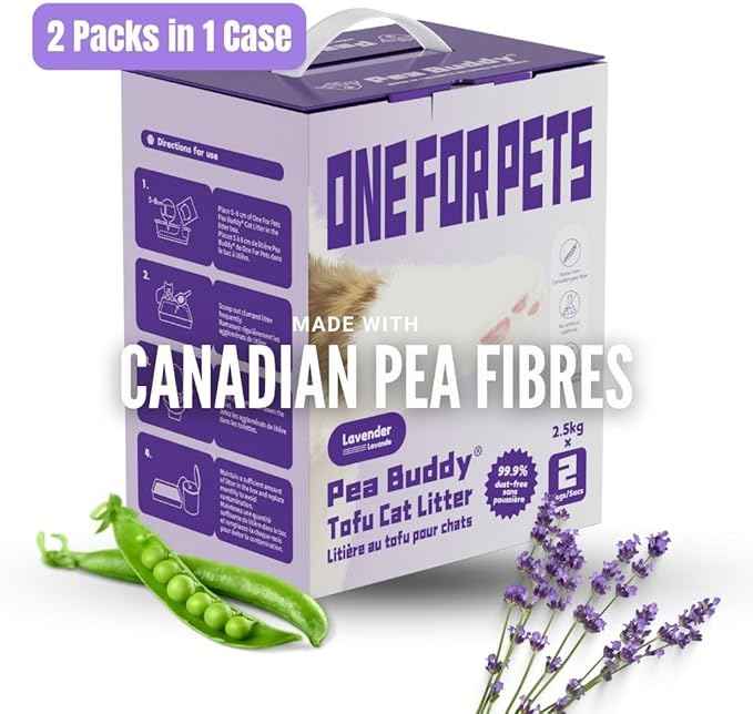 Pea Based Tofu Cat Litter, Dust Free Cat Litter, Low Tracking, and Natural Odor Control, Flushable (2 Bags, Lavender)