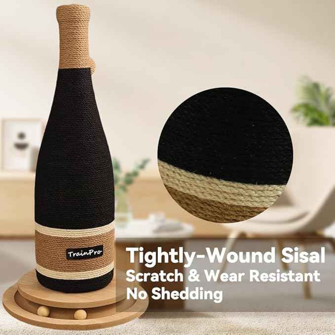Premium Natural Hemp Cat Scratcher, Durable Scratching Post for Indoor Cats, Stable Climbing Pole, Furniture Protector, Kitten Play Tower, Activity Center with Bonus 20 X 15” Pet Bed
